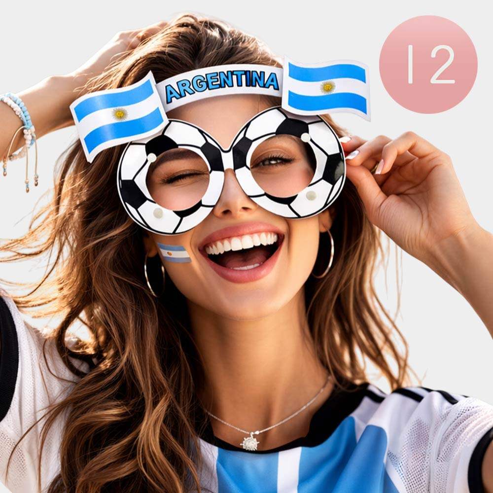 12PCS - World Cup Argentina Soccer Novelty Party Glasses - Madeline Love - Flyclothing LLC