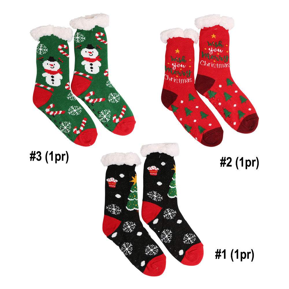 6Pairs - Non-Slip Christmas Plush Sherpa Slipper Socks - Madeline Love - Flyclothing LLC