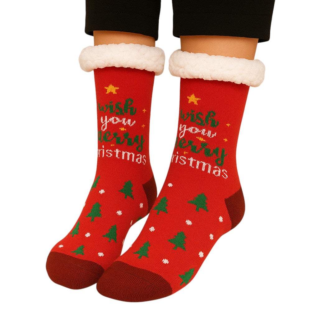 6Pairs - Non-Slip Christmas Plush Sherpa Slipper Socks - Madeline Love - Flyclothing LLC
