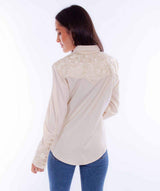 Scully Leather Western Ivory Floral Embroidered Shirt - Scully Leather - Flyclothing LLC