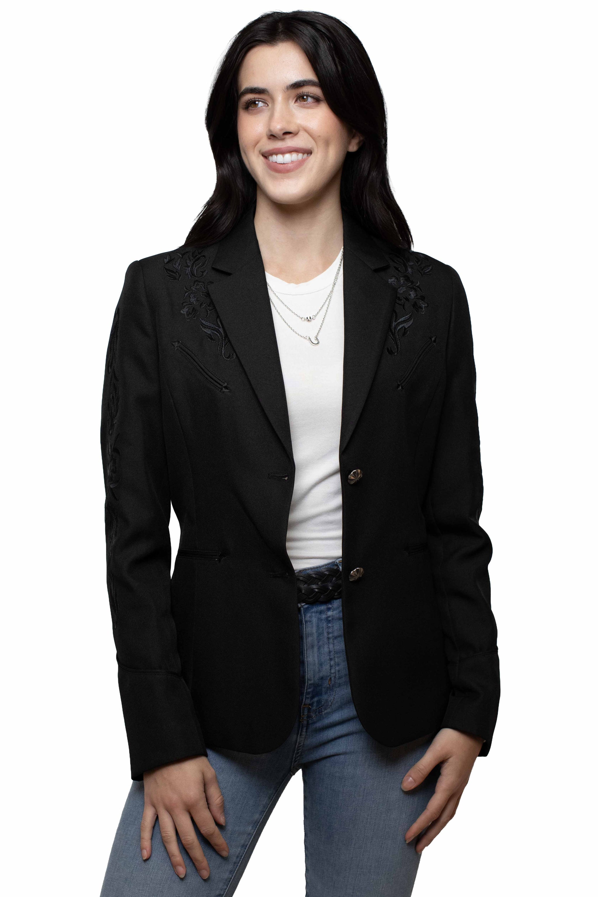 Scully Leather Black Embroidered Blazer - PL-733-BLK - Scully Leather - Flyclothing LLC