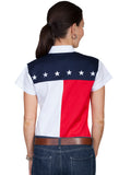 Scully Leather White Capsleeve Color Block Blouse