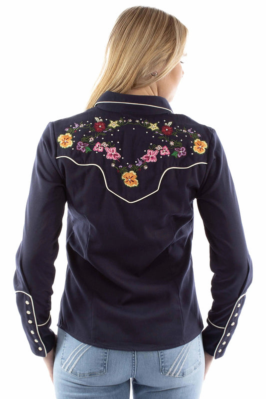Scully Leather Western Scully Bright Floral Emb. Blouse - Scully Leather