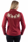 Scully Leather Western Scully Floral Emb. Blouse W/Crystals - Scully Leather