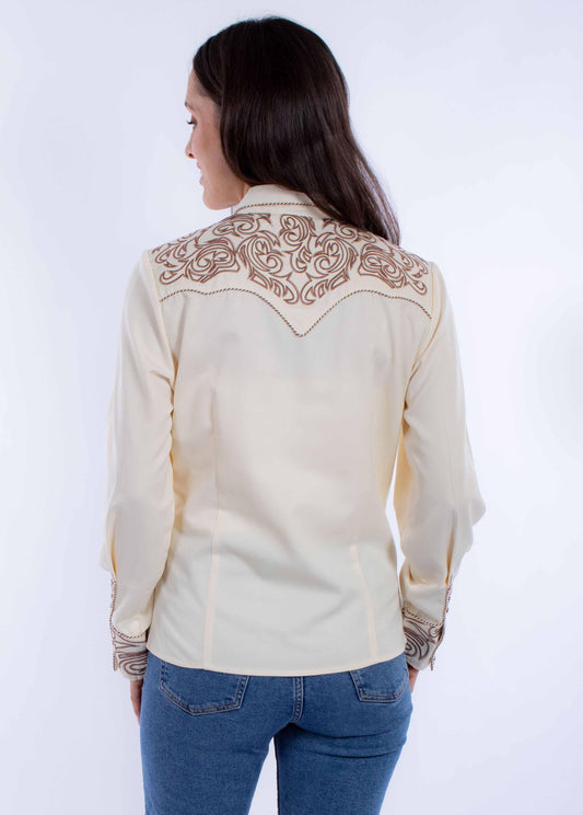 Scully Leather Western Scully Pick Stitch Yokes/Cuffs Blouse - Scully Leather
