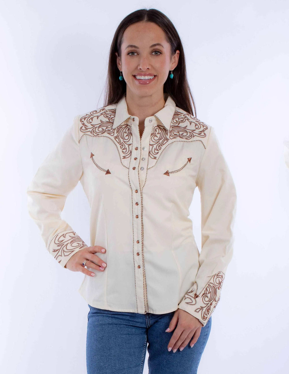 Scully Leather Western Scully Pick Stitch Yokes/Cuffs Blouse - Scully Leather - Flyclothing LLC
