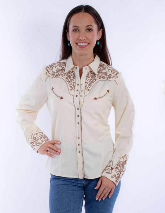 Scully Leather Western Scully Pick Stitch Yokes/Cuffs Blouse - Scully Leather
