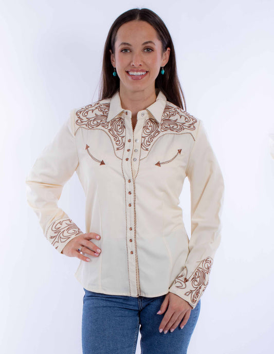 Scully Leather Western Scully Pick Stitch Yokes/Cuffs Blouse