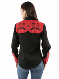 Western Scully 65% polyester 35% rayon Black Boots & lasso top - Scully Leather