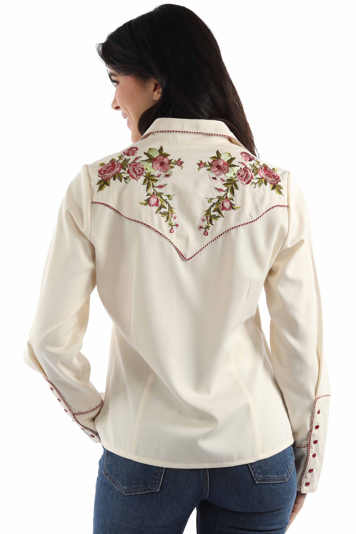 Scully Cream Rose Emb. Shirt
