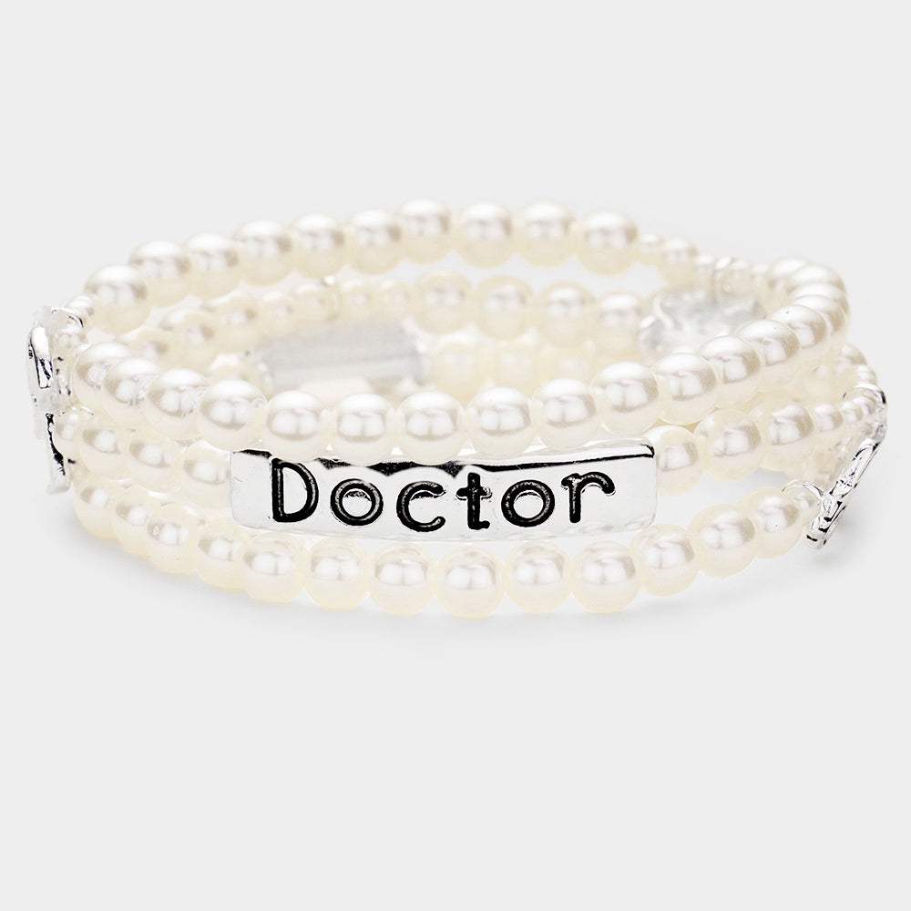 Doctor Pearl Triple Strand Stretch Message Bracelet - Madeline Love - Flyclothing LLC