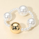 Alternating Metal Pearl Beaded Stretch Statement Bracelet - Madeline Love - Flyclothing LLC