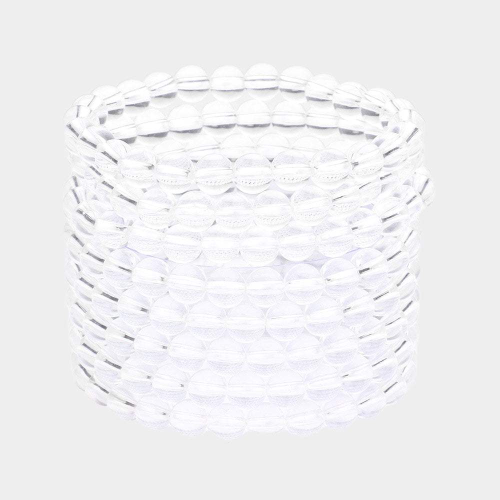 8PCS - Clear Lucite stack stretch bracelets - Madeline Love - Flyclothing LLC