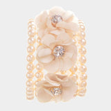 Detachable Flower Pin Brooch Pearl Stretch Bracelet - Madeline Love - Flyclothing LLC