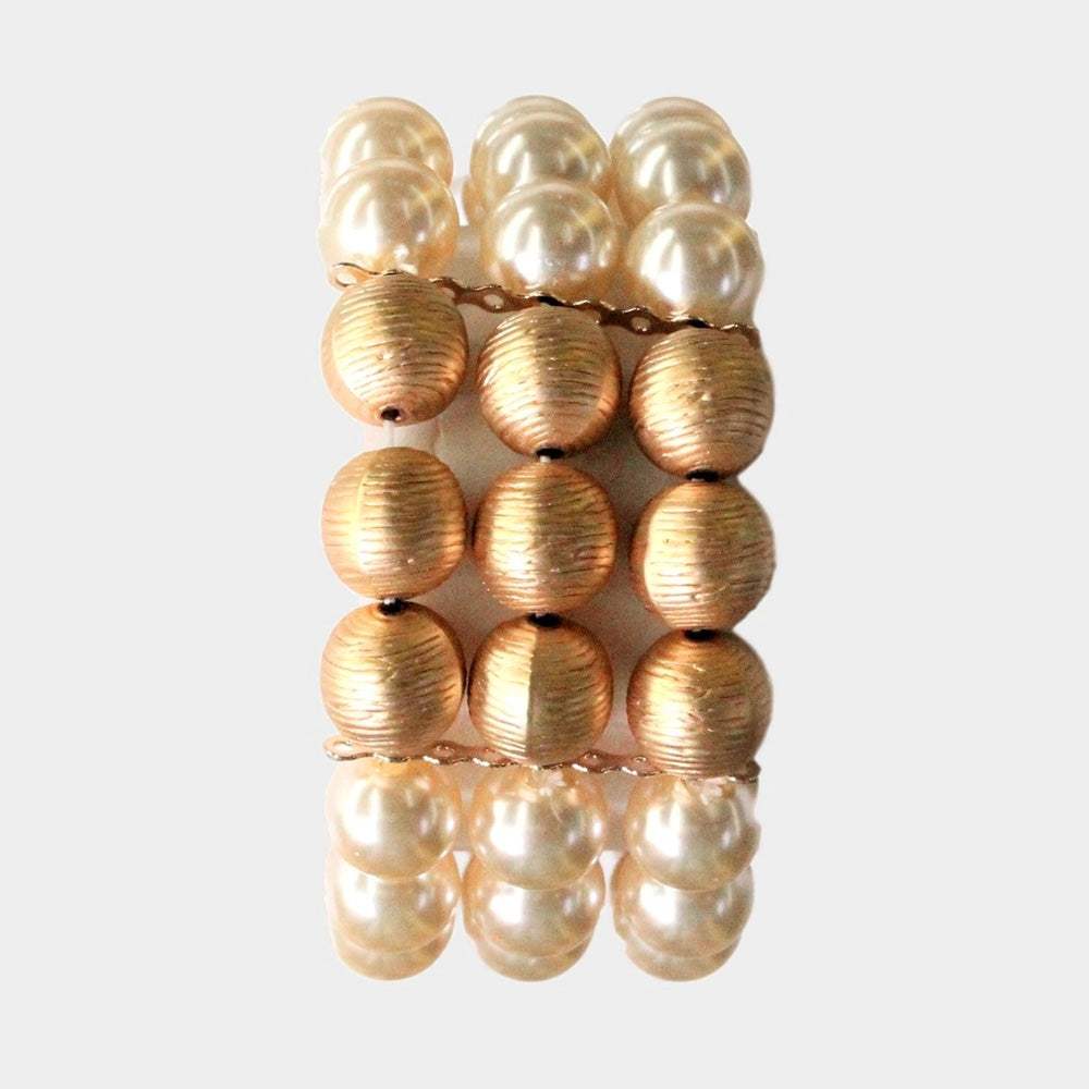 Pearl Multi Beaded Stretch Bracelet - Madeline Love - Flyclothing LLC