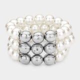 Pearl Multi Beaded Stretch Bracelet - Madeline Love - Flyclothing LLC
