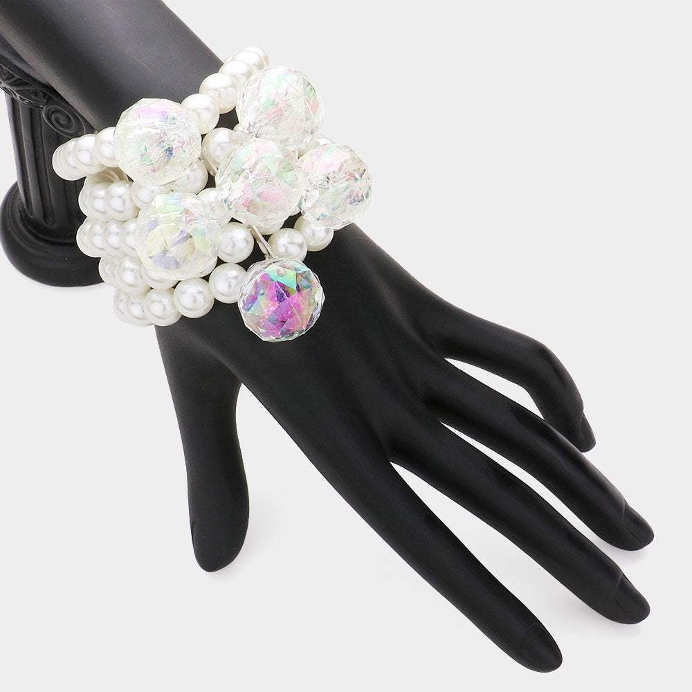Lucite Ball Pearl Stretch Bracelet - Madeline Love - Flyclothing LLC