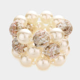 3PCS - Tweed Fabric Ball Pearl Stretch Bracelets - Madeline Love - Flyclothing LLC