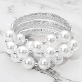 Multi Strand Pearl Bead Stretch Statement Bracelet - Madeline Love - Flyclothing LLC