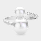 Pearl Ball Tip Hinged Bangle Bracelet - Madeline Love - Flyclothing LLC