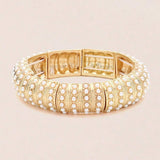 Pearl Paved Stretch Bangle Bracelet - Madeline Love - Flyclothing LLC