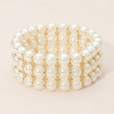 Wide Pearl Beaded Strand Stretch Bracelet - Madeline Love - Flyclothing LLC