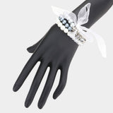 3PCS - Glass Bead Accented Pearl Stretch Bracelet - Madeline Love - Flyclothing LLC