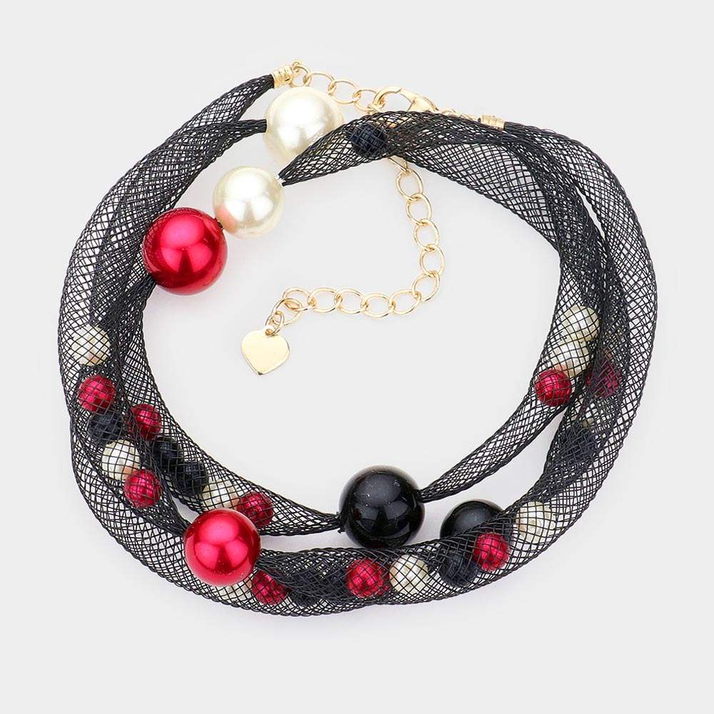 Pearl Accented Mesh Wrap Bracelet - Madeline Love - Flyclothing LLC