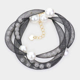 Pearl Accented Mesh Wrap Bracelet - Madeline Love - Flyclothing LLC