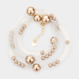 Pearl Accented Mesh Wrap Bracelet - Madeline Love - Flyclothing LLC