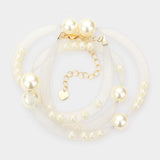 Pearl Accented Mesh Wrap Bracelet - Madeline Love - Flyclothing LLC