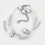 Pearl Accented Mesh Wrap Bracelet - Madeline Love - Flyclothing LLC