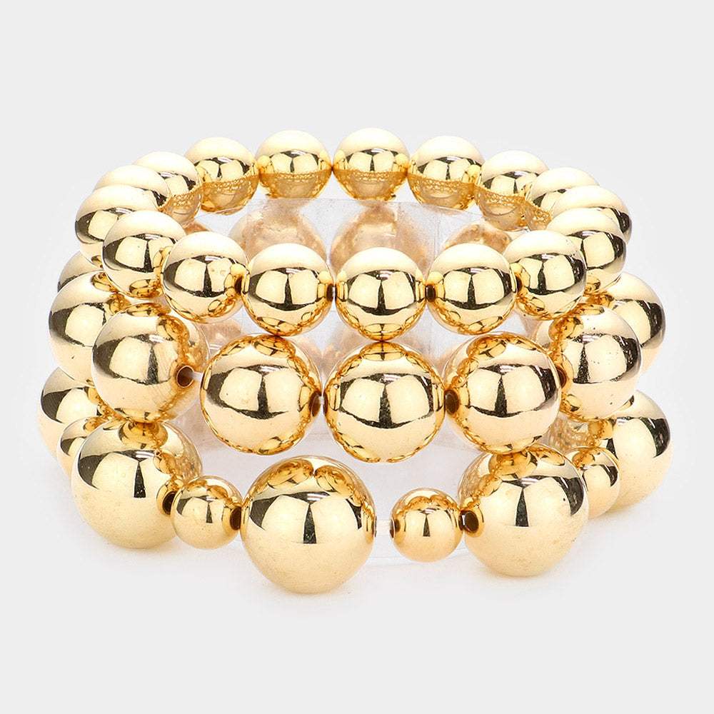 3PCS - Metal Ball Stretch Bracelets - Madeline Love - Flyclothing LLC