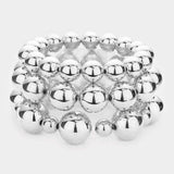3PCS - Metal Ball Stretch Bracelets - Madeline Love - Flyclothing LLC