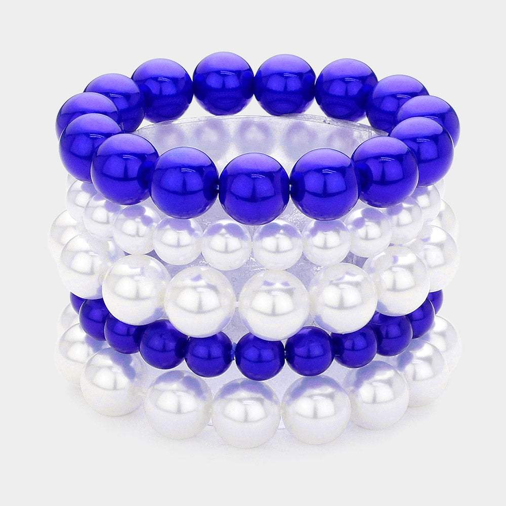 5PCS - Pearl Multi Layered Stretch Bracelets - Madeline Love - Flyclothing LLC