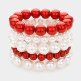 5PCS - Pearl Multi Layered Stretch Bracelets - Madeline Love - Flyclothing LLC