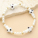 Mushroom Accented Pearl Stretch Bracelet - Madeline Love - Flyclothing LLC