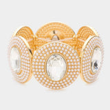 Oval Stone Centered Pearl Cluster Stretch Bracelet - Madeline Love - Flyclothing LLC