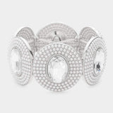Oval Stone Centered Pearl Cluster Stretch Bracelet - Madeline Love - Flyclothing LLC
