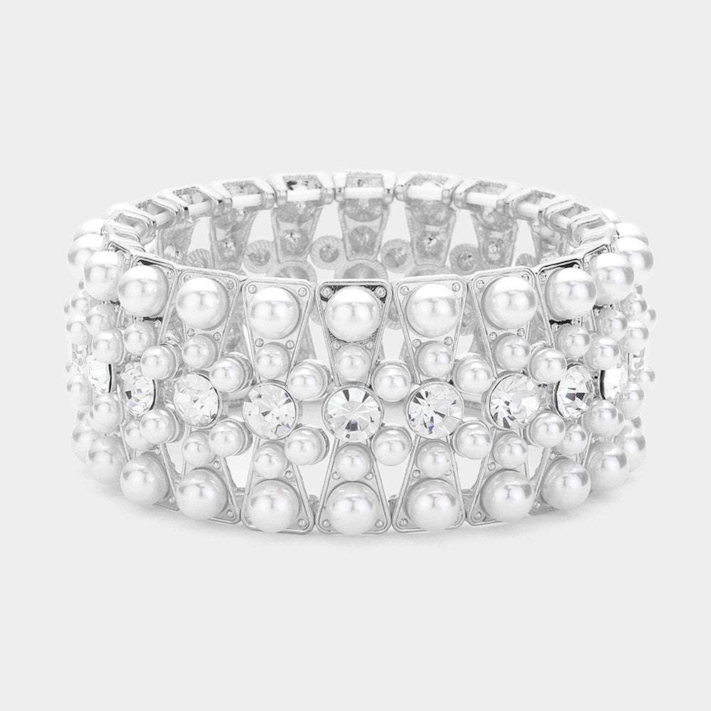 Stone Pointed Pearl Stretch Bracelet - Madeline Love - Flyclothing LLC