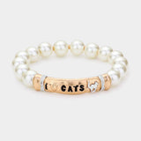 I LOVE CATS Message Pearl Stretch Bracelet - Madeline Love - Flyclothing LLC