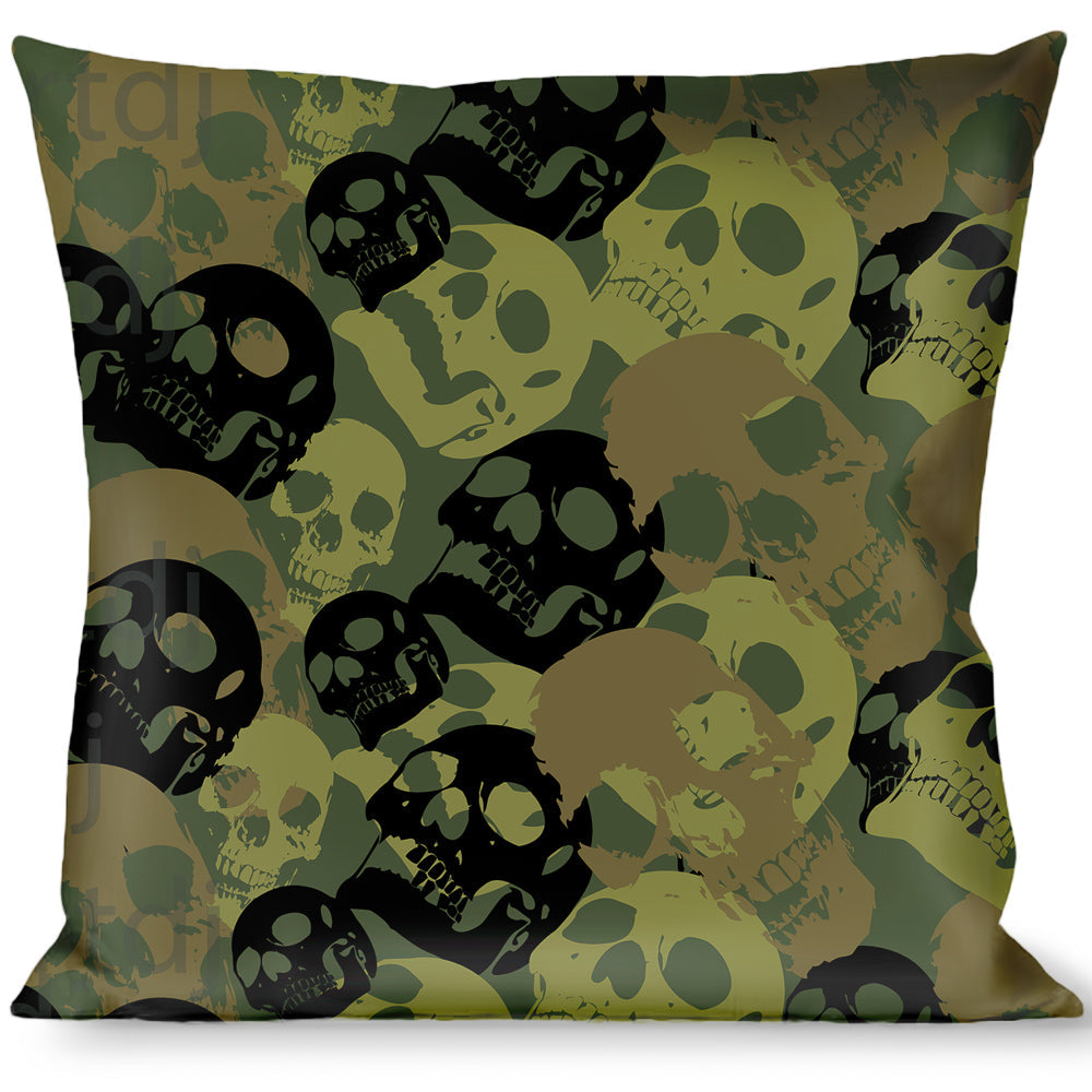 Buckle-Down Throw Pillow - Camo Olive/Black Skull Yard2 - Buckle-Down - Flyclothing LLC