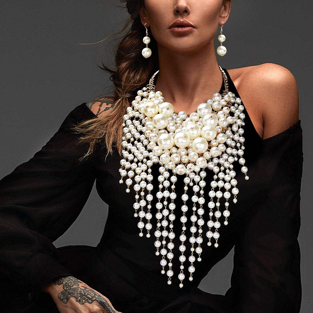 Pearl Cluster Statement Necklace - Madeline Love - Flyclothing LLC