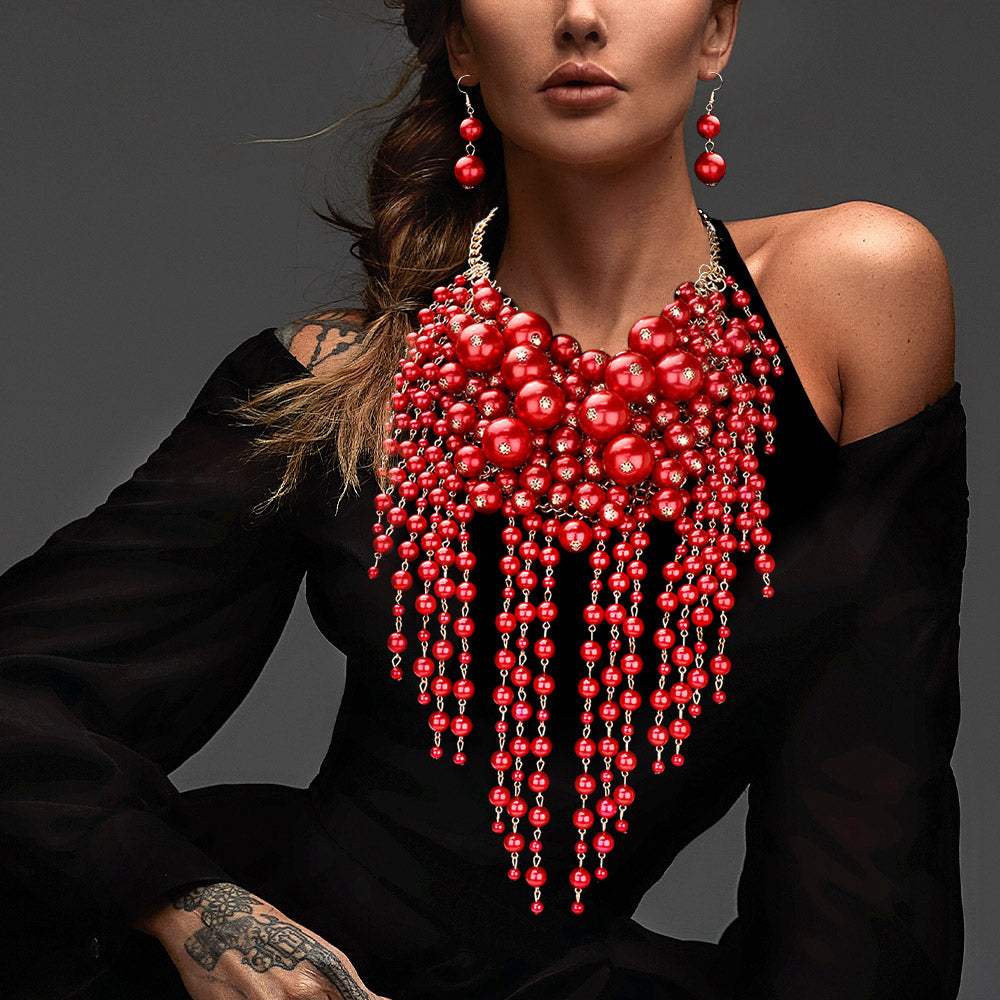Pearl Cluster Statement Necklace - Madeline Love - Flyclothing LLC