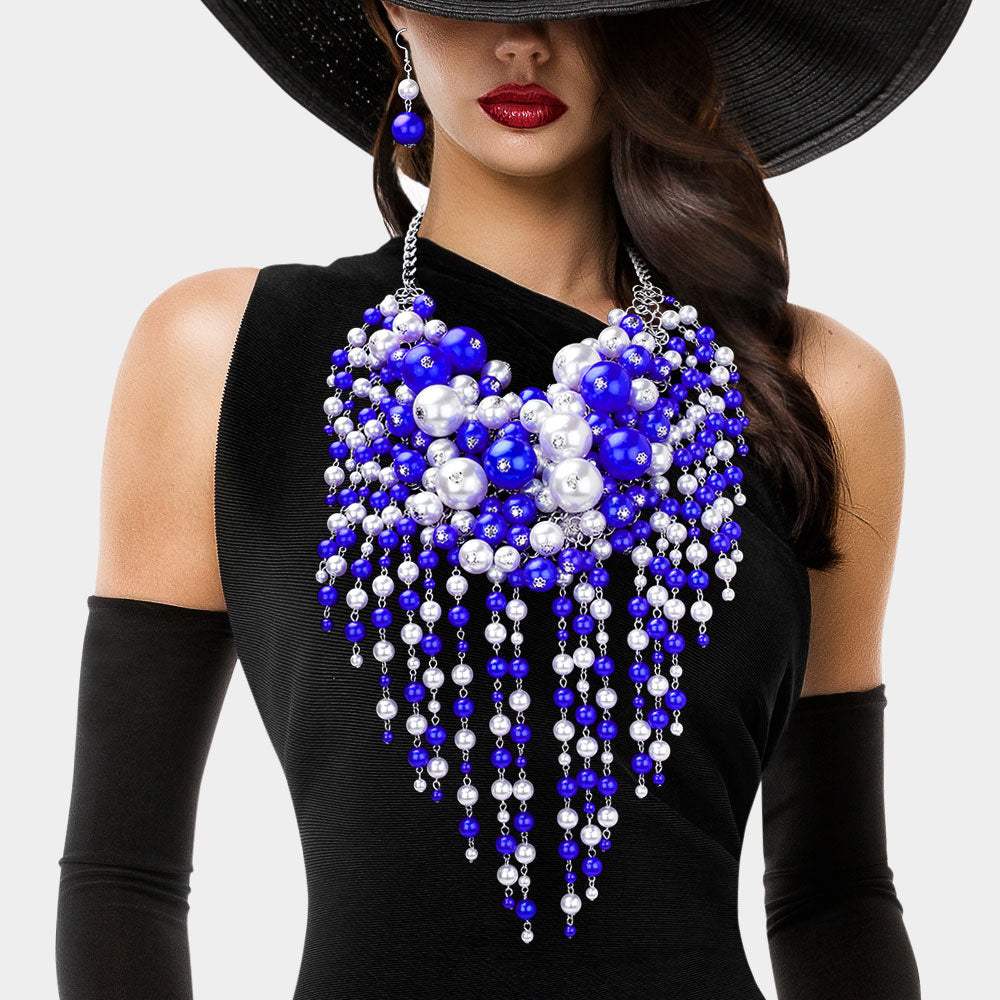 Pearl Cluster Statement Necklace - Madeline Love - Flyclothing LLC