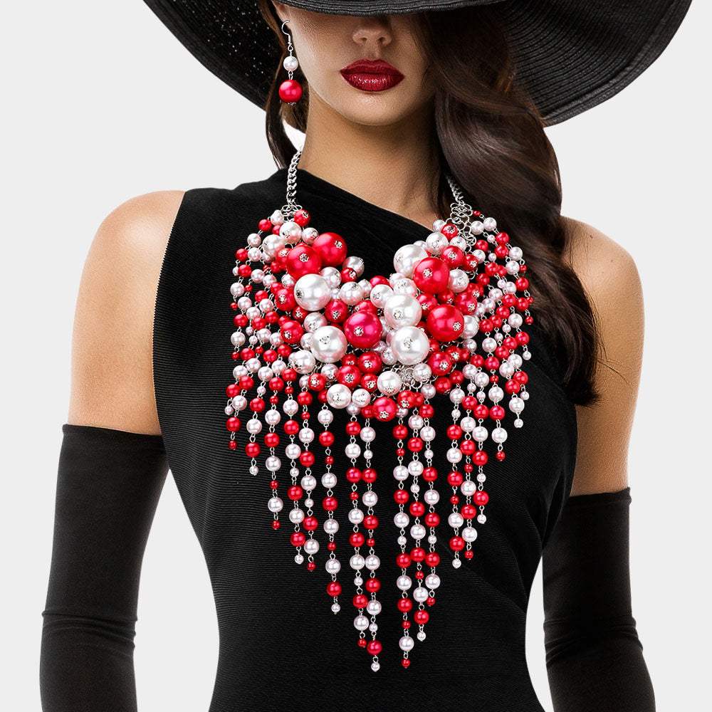 Pearl Cluster Statement Necklace - Madeline Love - Flyclothing LLC