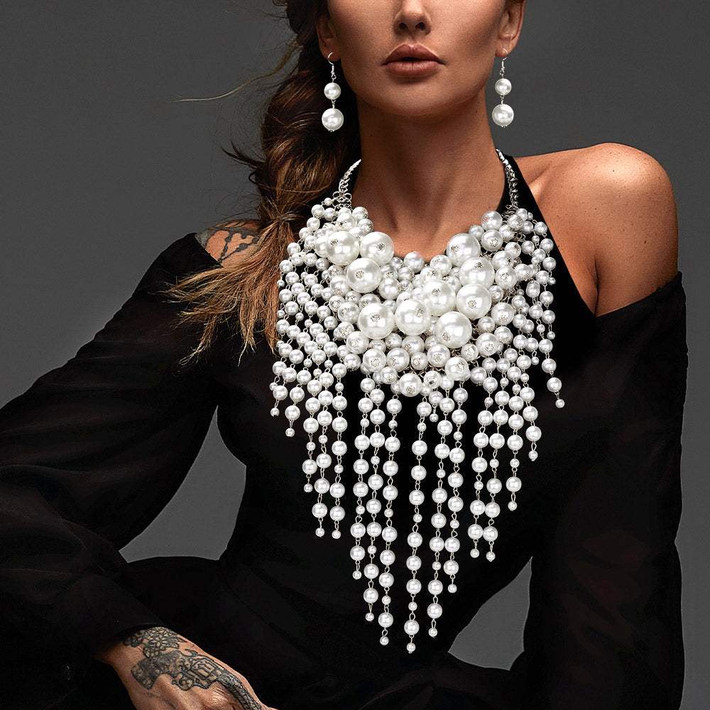 Pearl Cluster Statement Necklace - Madeline Love - Flyclothing LLC