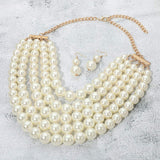 Pearl Beaded Multi Strand Statement Necklace - Madeline Love - Flyclothing LLC