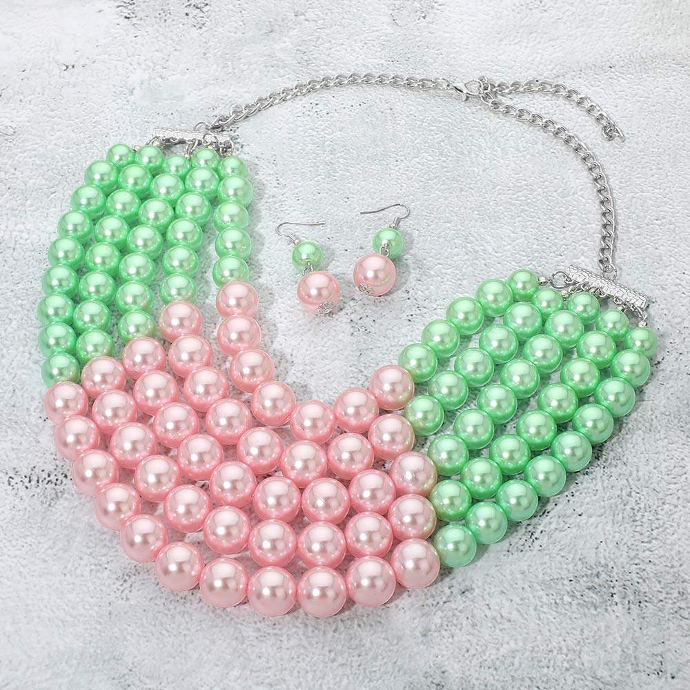 Pearl Beaded Multi Strand Statement Necklace - Madeline Love - Flyclothing LLC