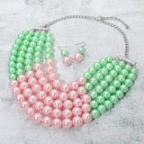 Pearl Beaded Multi Strand Statement Necklace - Madeline Love - Flyclothing LLC